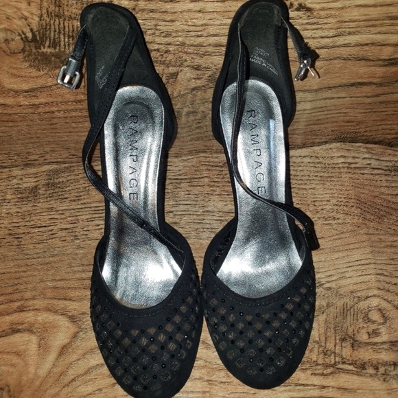 Rampage Black Suede Ankle Strap Heels - Picture 1 of 6